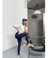 Lacivert Alo Bilek Baskılı Sıkılaştırıcı Yüksek Bel Tayt