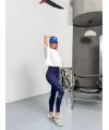 Lacivert Alo Bilek Baskılı Sıkılaştırıcı Yüksek Bel Tayt