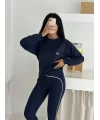 Lacivert Arabiyeli Modal Taytlı Takım