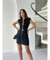 Lacivert Fermuarlı Jean Etekli Takım