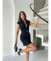 Lacivert Fermuarlı Jean Etekli Takım