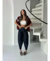 Lacivert Kargo Cep Balon Jean Pantolon