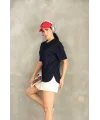 Lacivert Oysho Yırtmaçlı Modal Oversize Tshirt