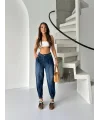 Mavi Çıt Çıt Paça Detay Balon Jean Pantolon