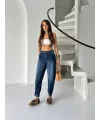 Mavi Çıt Çıt Paça Detay Balon Jean Pantolon