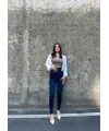 Mavi Yüksek Bel En Boy Likralı Kot Tayt