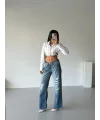 Mavi ZR Yırtık Baggy Jean Pantolon