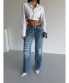 Mavi ZR Yırtık Baggy Jean Pantolon