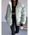 Mint Yeşil NK Oversize Unisex Çift Taraflı Mont