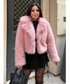 Pembe Ceket Yaka Kısa İthal Kürk
