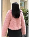Pembe Ceket Yaka Kısa İthal Kürk