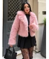 Pembe Ceket Yaka Kısa İthal Kürk