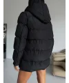 Siyah Alo Oversize Kapşonlu Şişme Mont