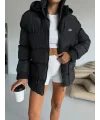 Siyah Alo Oversize Kapşonlu Şişme Mont