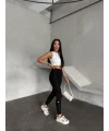 Siyah Alo Sıkılaştırıcı ve İnceltici Yüksek Bel Tayt