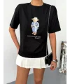 Siyah Basic Rahat Kalıp Penye Tshirt