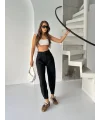 Siyah Çıt Çıt Paça Detay Balon Jean Pantolon