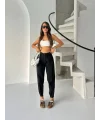 Siyah Çıt Çıt Paça Detay Balon Jean Pantolon