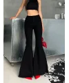 Siyah İspanyol Paça Likralı Kot Pantolon