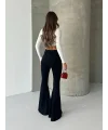 Siyah İspanyol Paça Yüksek Bel Jean Tayt