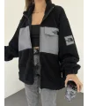 Siyah Nf Oversize Unisex Kıvırcık Kürklü Ceket