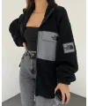 Siyah Nf Oversize Unisex Kıvırcık Kürklü Ceket