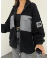 Siyah Nf Oversize Unisex Kıvırcık Kürklü Ceket