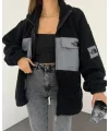 Siyah Nf Oversize Unisex Kıvırcık Kürklü Ceket
