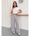Gri Alo Çizgili Baggy Pantolon