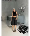 Siyah Street One Baggy Kot Şort