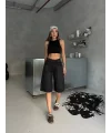 Siyah Street One Baggy Kot Şort