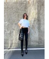 Siyah Yüksek Bel En Boy Likralı Kot Tayt