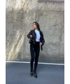 Siyah Yüksek Bel En Boy Likralı Kot Tayt