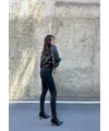 Siyah Yüksek Bel En Boy Likralı Kot Tayt