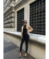 Siyah Yüksel Bel En Boy Likralı Kot Tayt