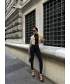 Siyah Yüksel Bel En Boy Likralı Kot Tayt