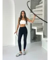 Siyah Yüksel Bel İnceltici ve Sıkılaştırıcı Likralı Kot Tayt