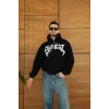Siyah Synical Kapşonlu Unisex Oversize Sweat