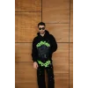 Siyah SP5DER Kapşonlu Unisex Oversize Eşofman Takımı