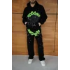 Siyah SP5DER Kapşonlu Unisex Oversize Eşofman Takımı