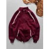 Bordo Zig Zag Nakış Unisex Oversize Sweat