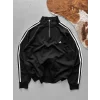 Siyah ADD Üç Şerit Fermuar Yaka Unisex Oversize Sweat