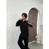 Siyah ADD Üç Şerit Fermuar Yaka Unisex Oversize Sweat