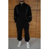 Siyah Basic Biyeli Oversize Eşofman Takımı