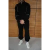 Siyah Basic Biyeli Oversize Eşofman Takımı