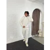Beyaz NK Biyeli Oversize Eşofman Takımı