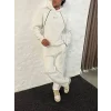 Beyaz NK Biyeli Oversize Eşofman Takımı