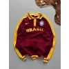 Bordo Brasil Polo Yaka Unisex Oversize Sweat