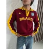 Bordo Brasil Polo Yaka Unisex Oversize Sweat