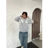 Gri ADD Omuz Şeritli Kapşonlu Unisex Oversize Sweat